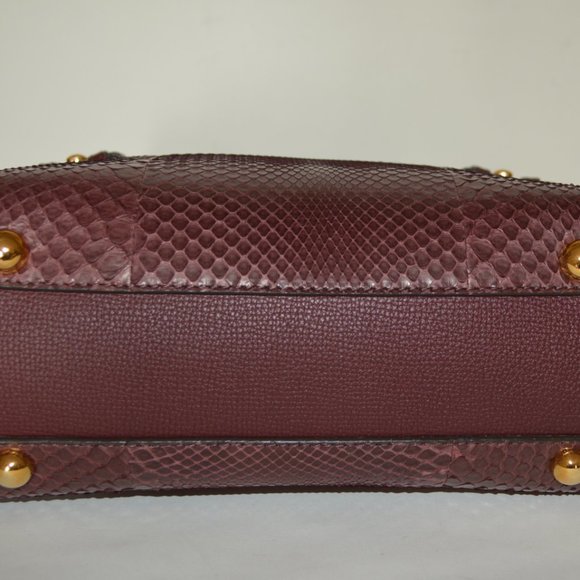 NWT BURBERRY PYTHON LEATHER BANNER DERBY SMALL TOTE BAG - Picture 7 of 13